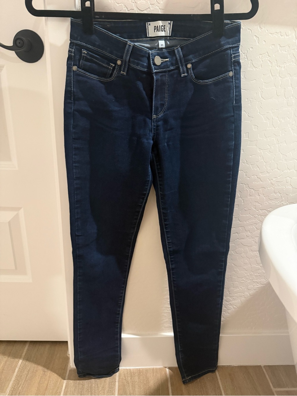 PAIGE Navy Skinny Jeans - Deep Indigo Stretch Denim